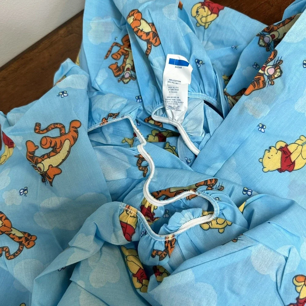 Vintage Disney Winnie the Pooh & Tigger Crib Sheets Flat & Fitted 2 PC Made USA